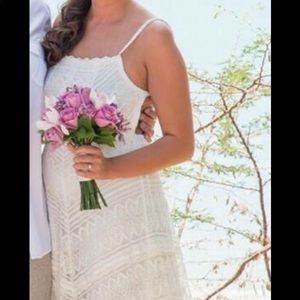 🥂Lace beach open back wedding dress-medium-worn once-necessary clothing brand🥂